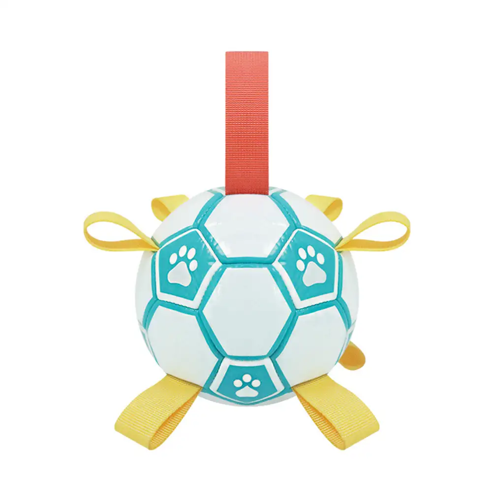 Balle de soccer en forme d'empreinte de patte pour chien avec sangles. - Image 8