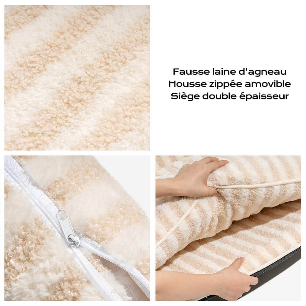 Canapé-lit double couche en fausse laine d'agneau à rayures pour chat tendance - Image 6