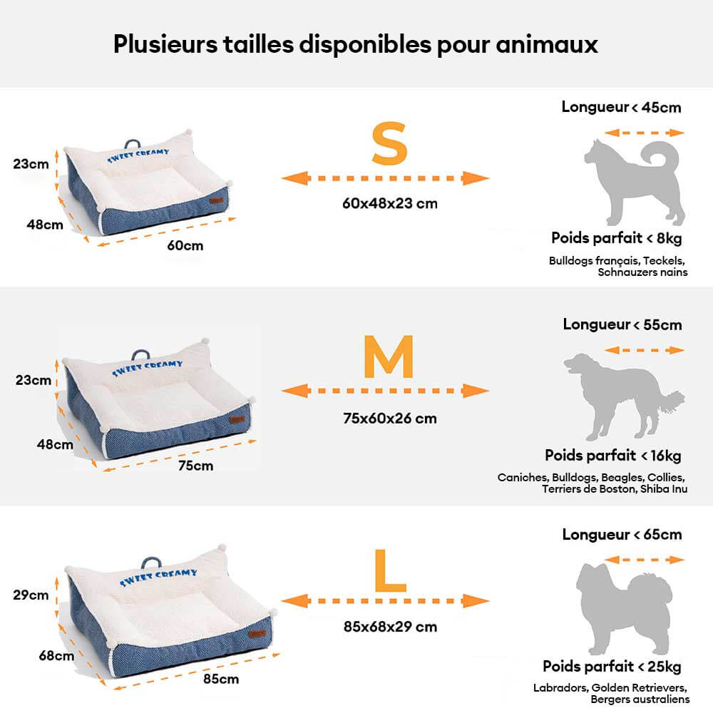 Canapé-lit lavable en peluche pour chien - Crème Douce - Image 10