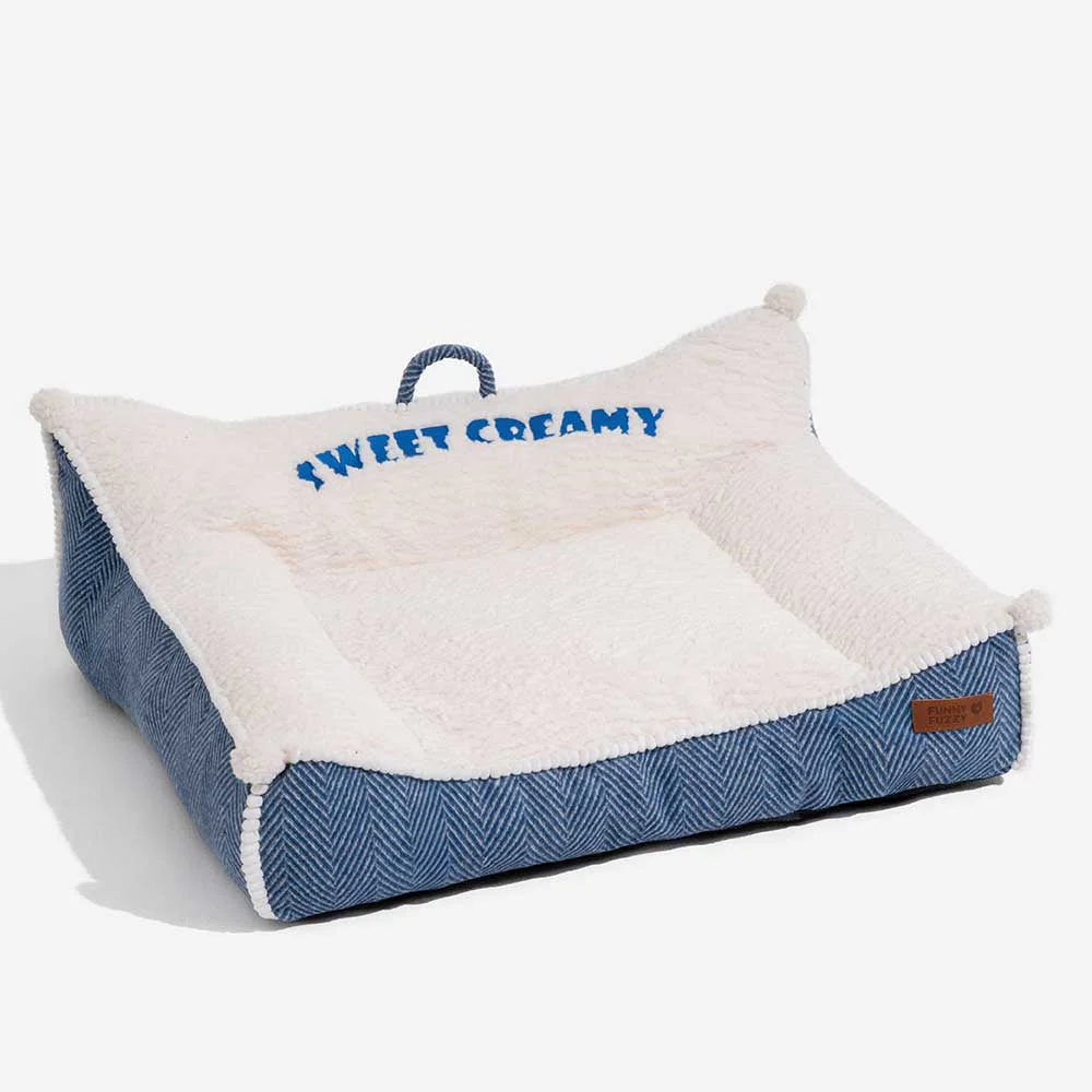 Canapé-lit lavable en peluche pour chien - Crème Douce - Image 11