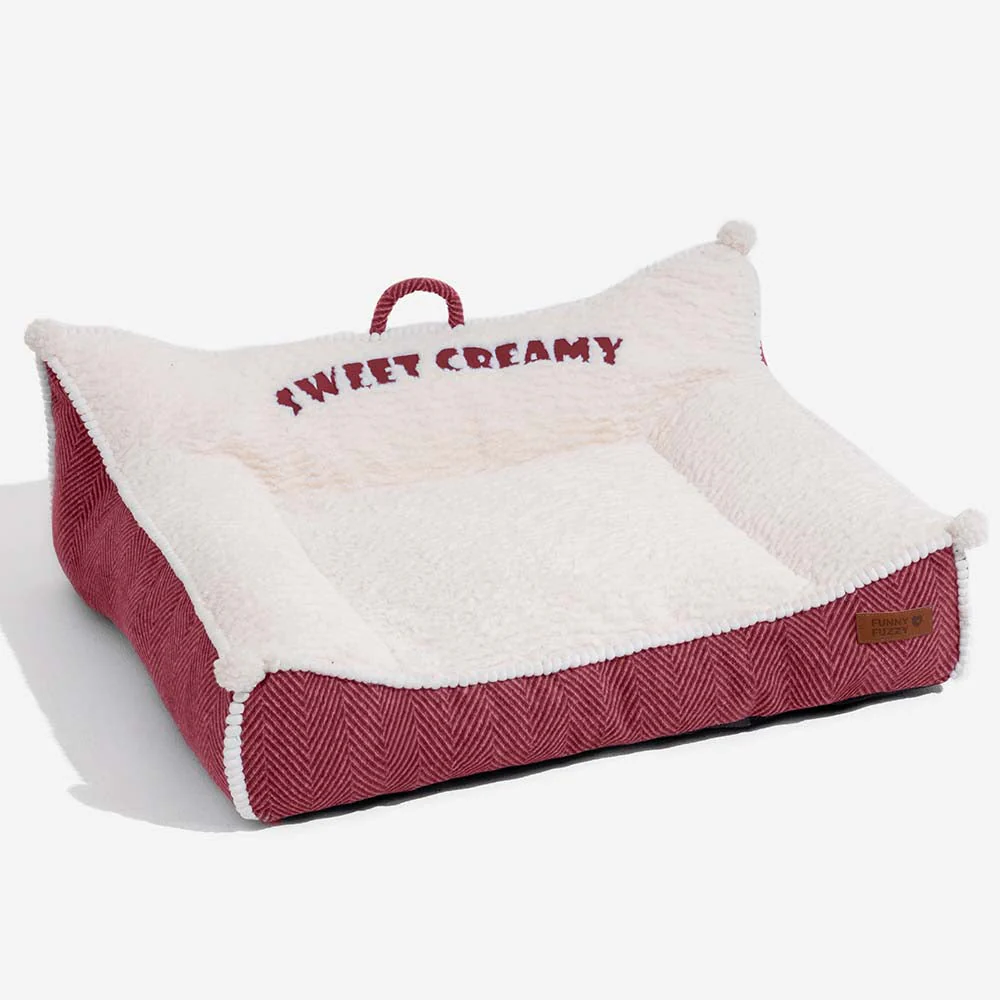 Canapé-lit lavable en peluche pour chien - Crème Douce - Image 12