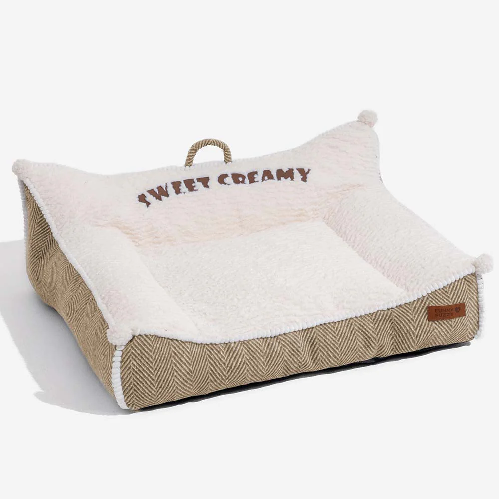 Canapé-lit lavable en peluche pour chien - Crème Douce - Image 13