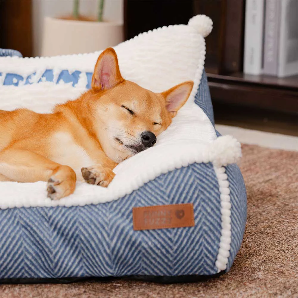 Canapé-lit lavable en peluche pour chien - Crème Douce - Image 3