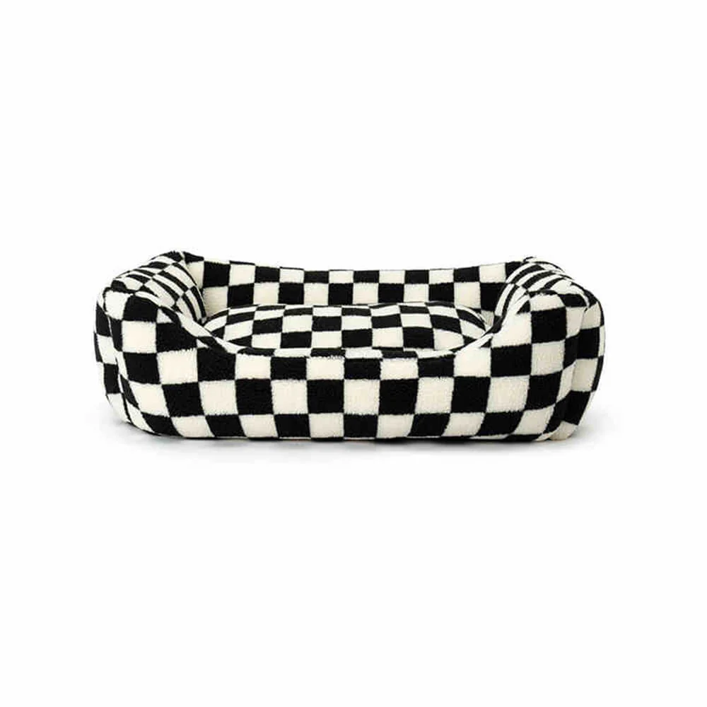 Canapé-lit pour chien amovible lavable en tissu damier élégant et chaleureux - Image 11