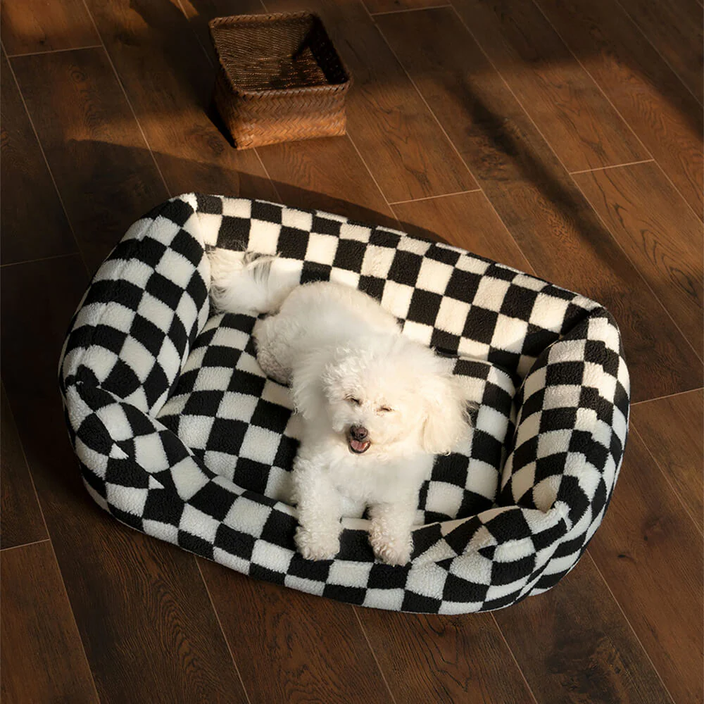 Canapé-lit pour chien amovible lavable en tissu damier élégant et chaleureux - Image 6