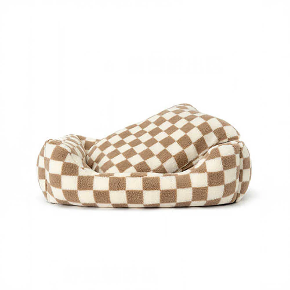 Canapé-lit pour chien amovible lavable en tissu damier élégant et chaleureux - Image 7