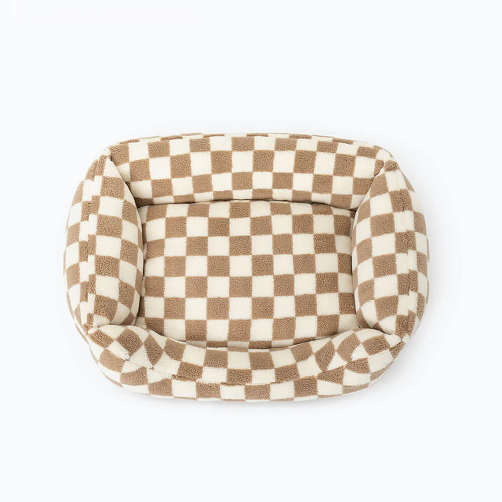 Canapé-lit pour chien amovible lavable en tissu damier élégant et chaleureux - Image 8