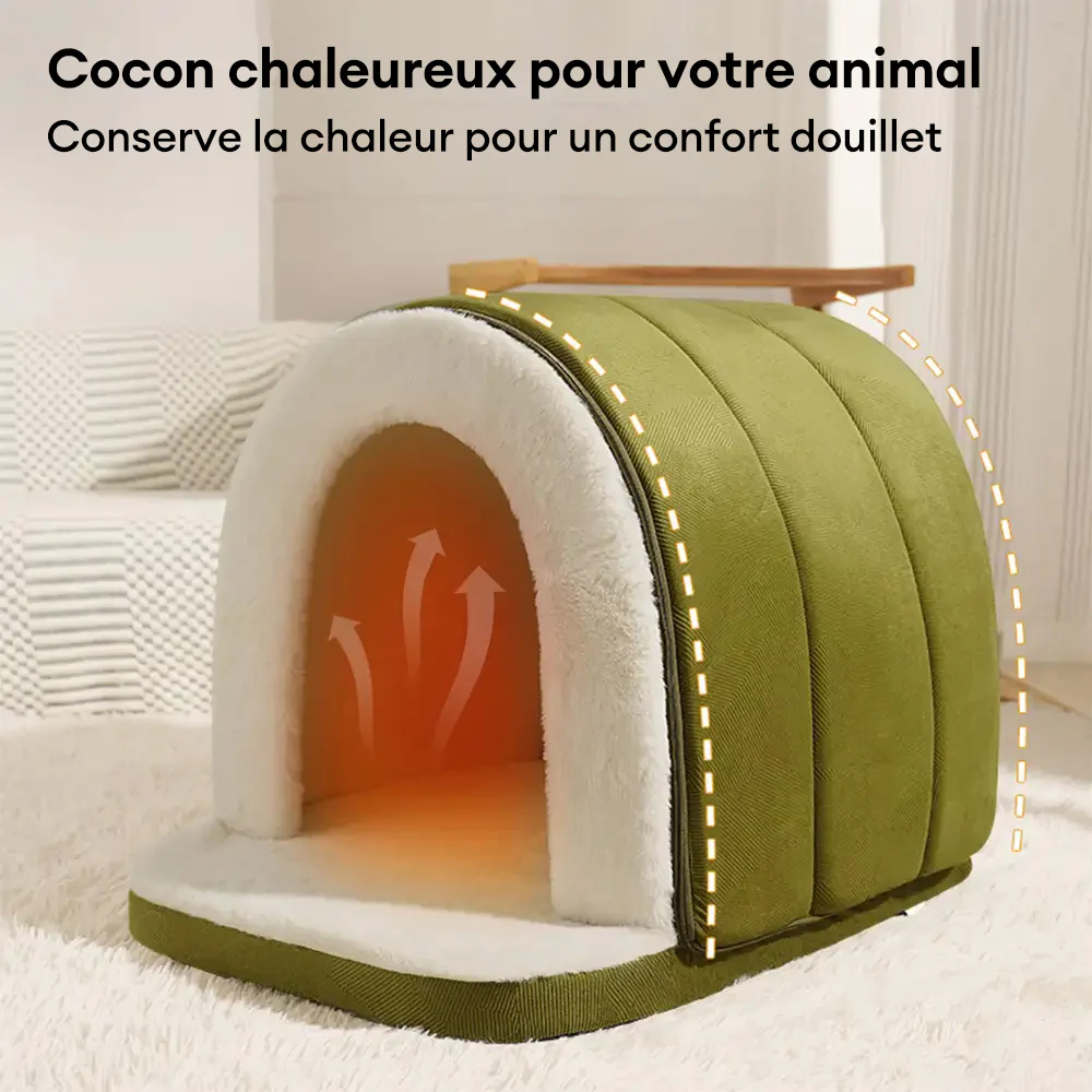 Caverne pour chat et chien chaude et douillette style grotte pour un sommeil profond - Image 6