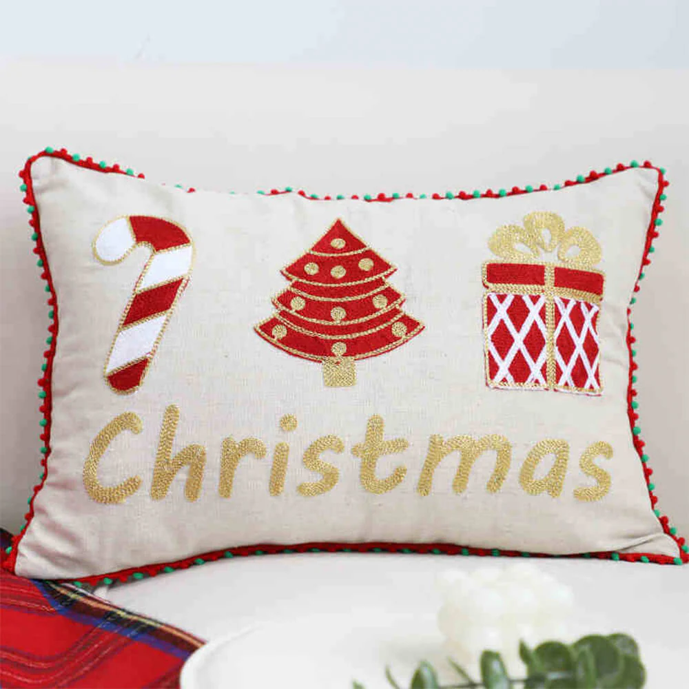 Coussin décoratif pour canapé lombaire pour la maison motif joyeux Noël - Image 12