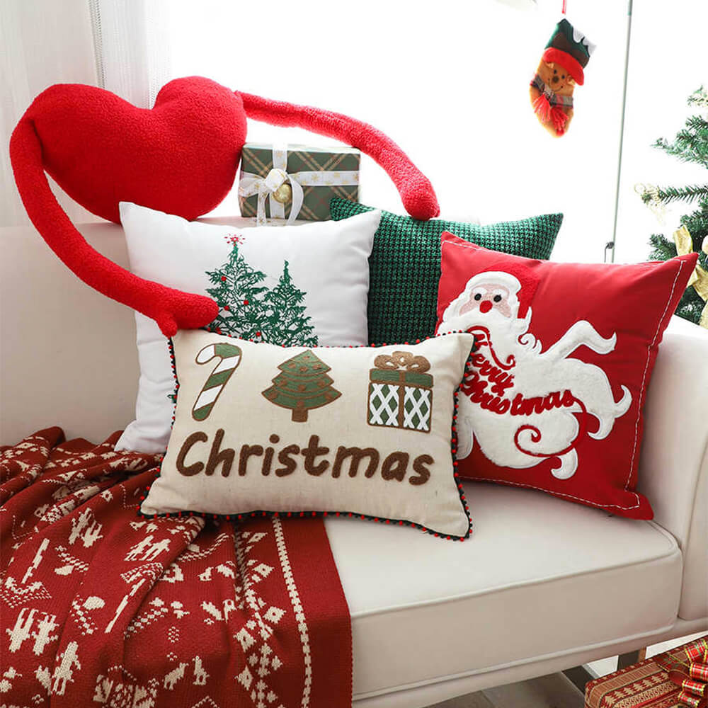 Coussin décoratif pour canapé lombaire pour la maison motif joyeux Noël - Image 4