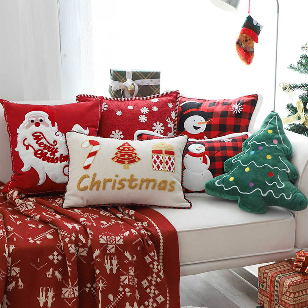 Coussin décoratif pour canapé lombaire pour la maison motif joyeux Noël - Image 6