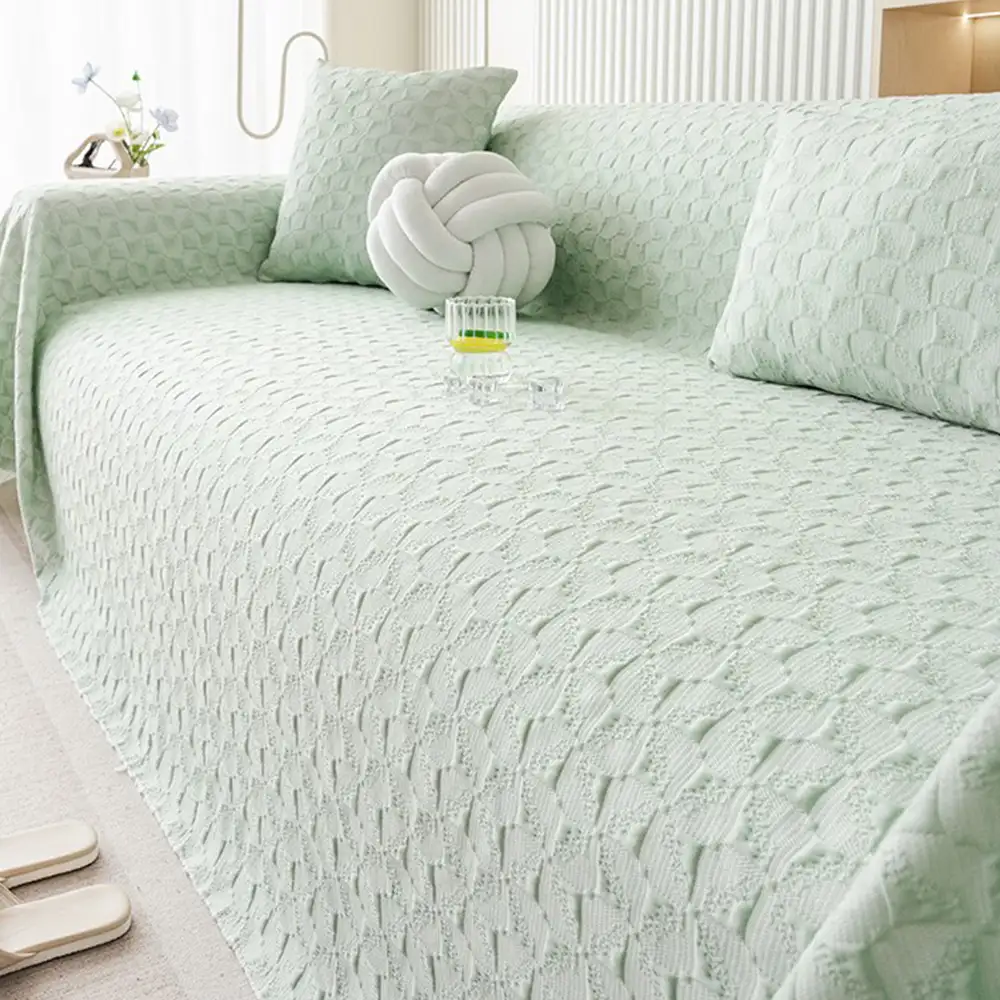 Jeté de Canapé Couverture de canapé en soie glacée texturée, respirante et douce pour la peau, lavable. - Image 2