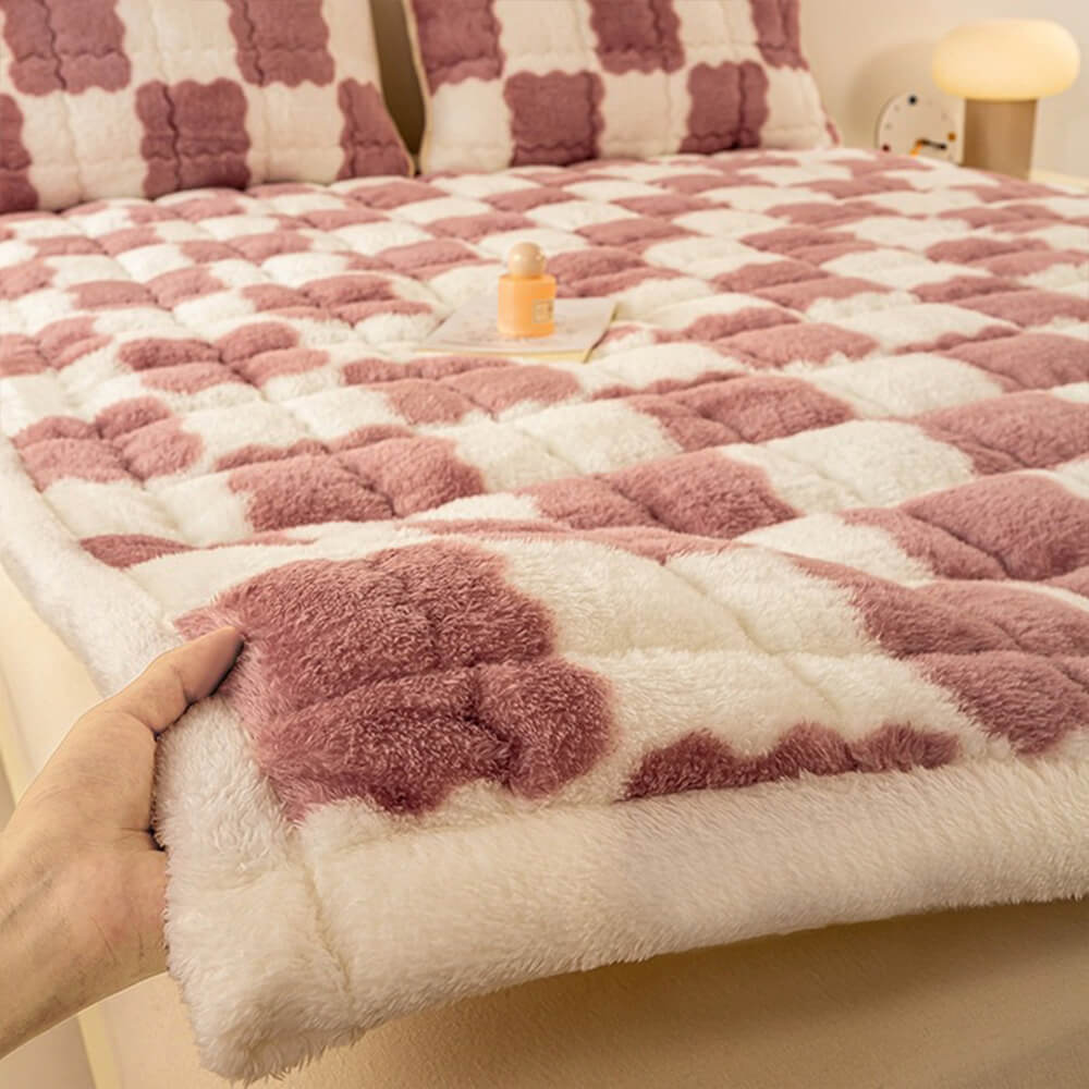 Couverture de matelas en peluche à motifs carreaux et taie d'oreiller - Image 16