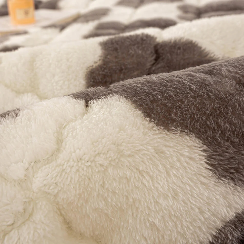 Couverture de matelas en peluche à motifs carreaux et taie d'oreiller - Image 18