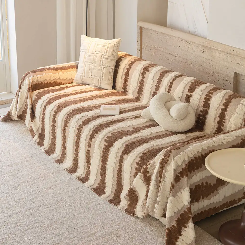 Jeté de canapé couverture multifonctionnelle en peluche moderne, protection de sofa, housse de canapé. - Image 16