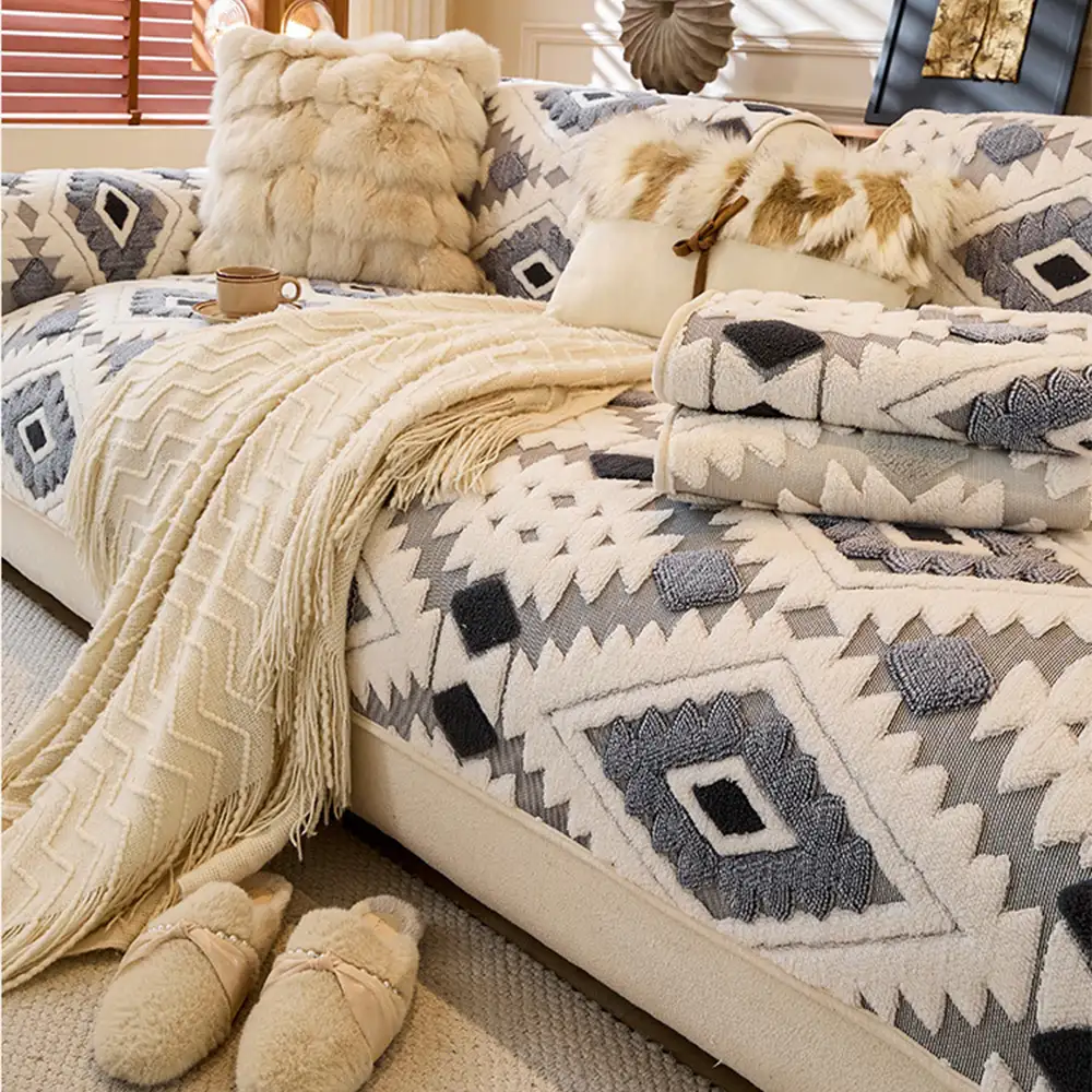 Housse de canapé Couvre-canapé moderne en peluche anti-rayures et antidérapant - Image 10