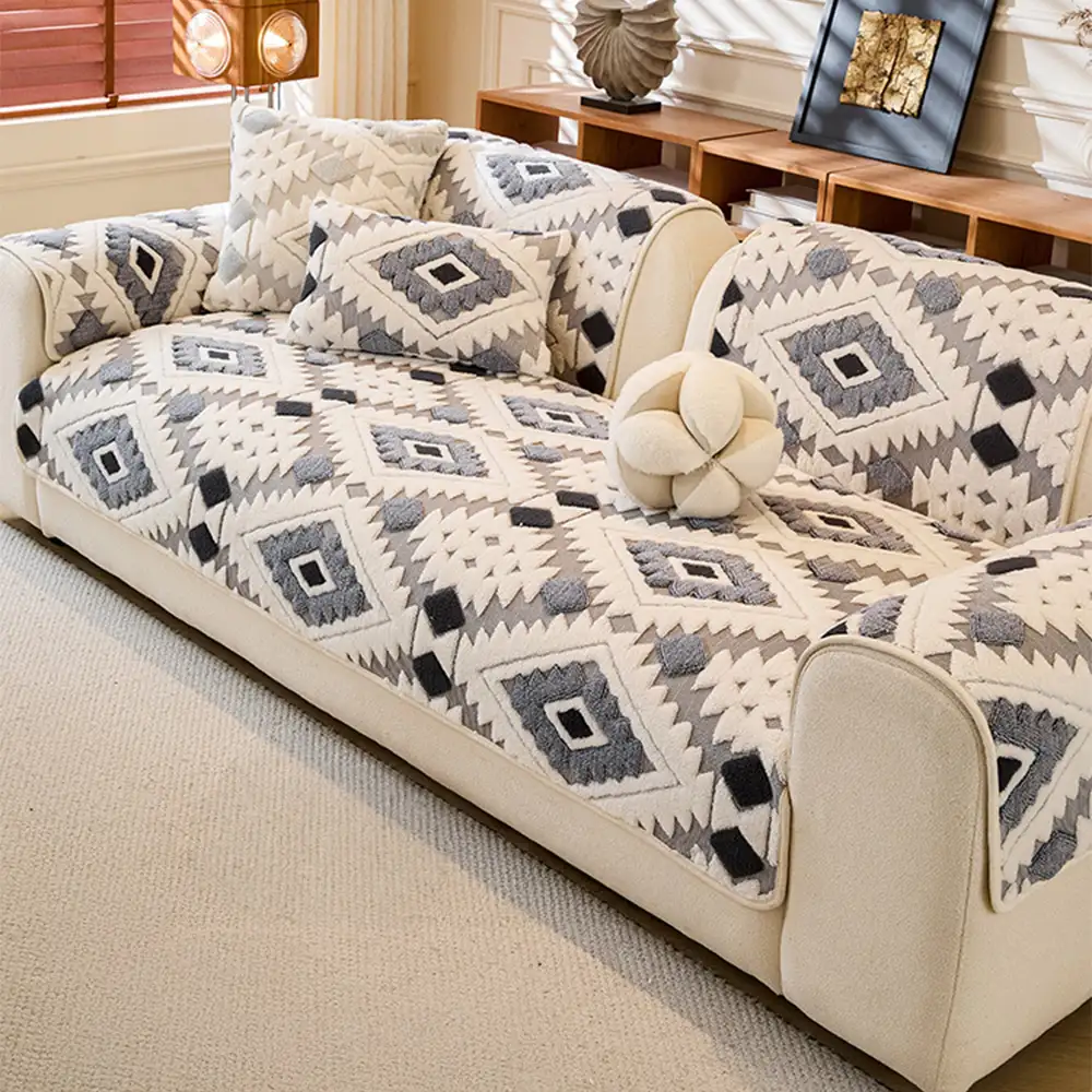 Housse de canapé Couvre-canapé moderne en peluche anti-rayures et antidérapant - Image 13