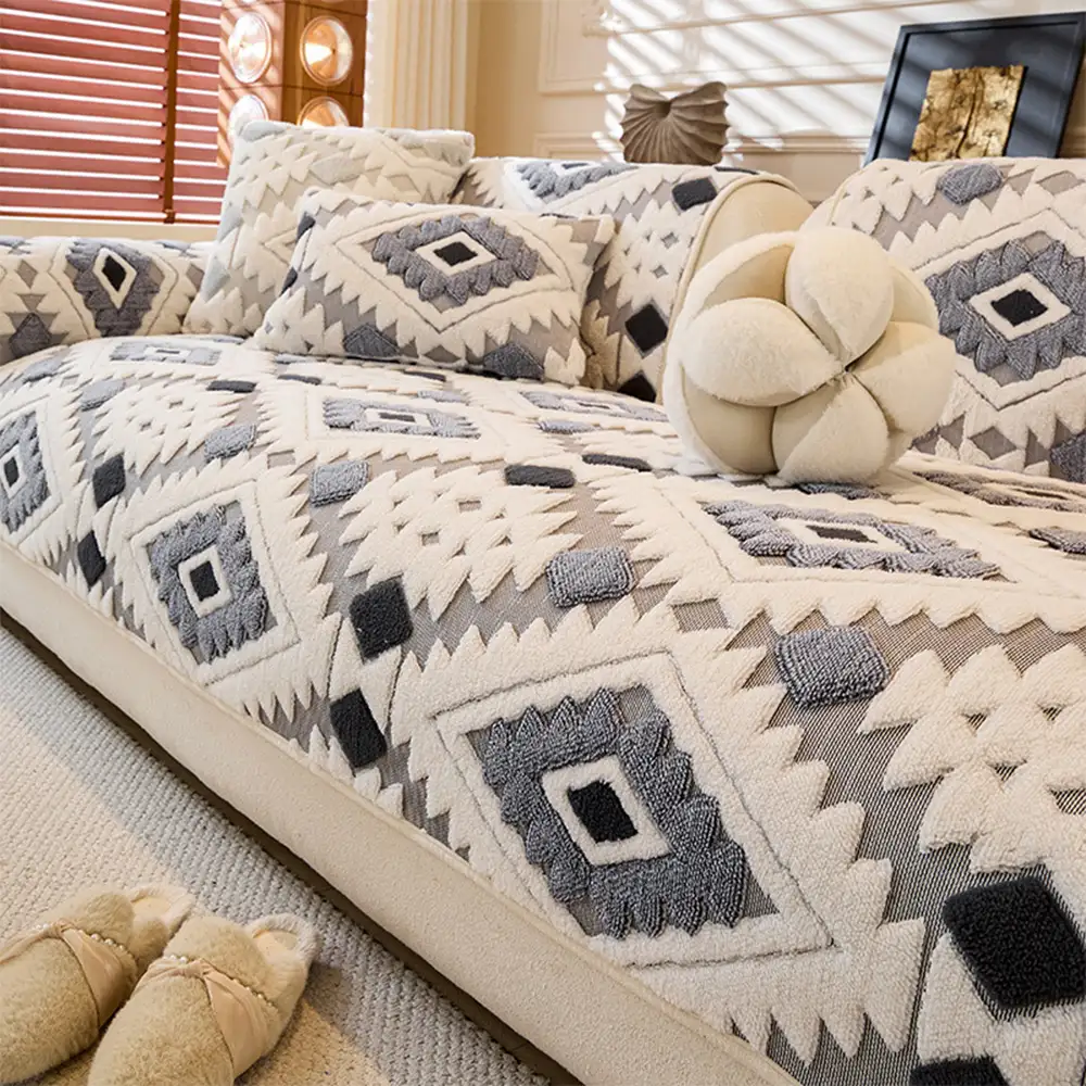 Housse de canapé Couvre-canapé moderne en peluche anti-rayures et antidérapant - Image 14