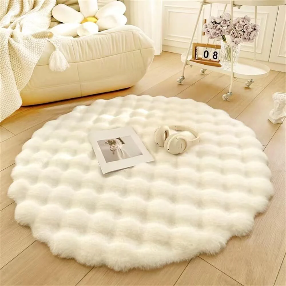 Crème Style Tapis Rond Moelleux Épais - Image 3