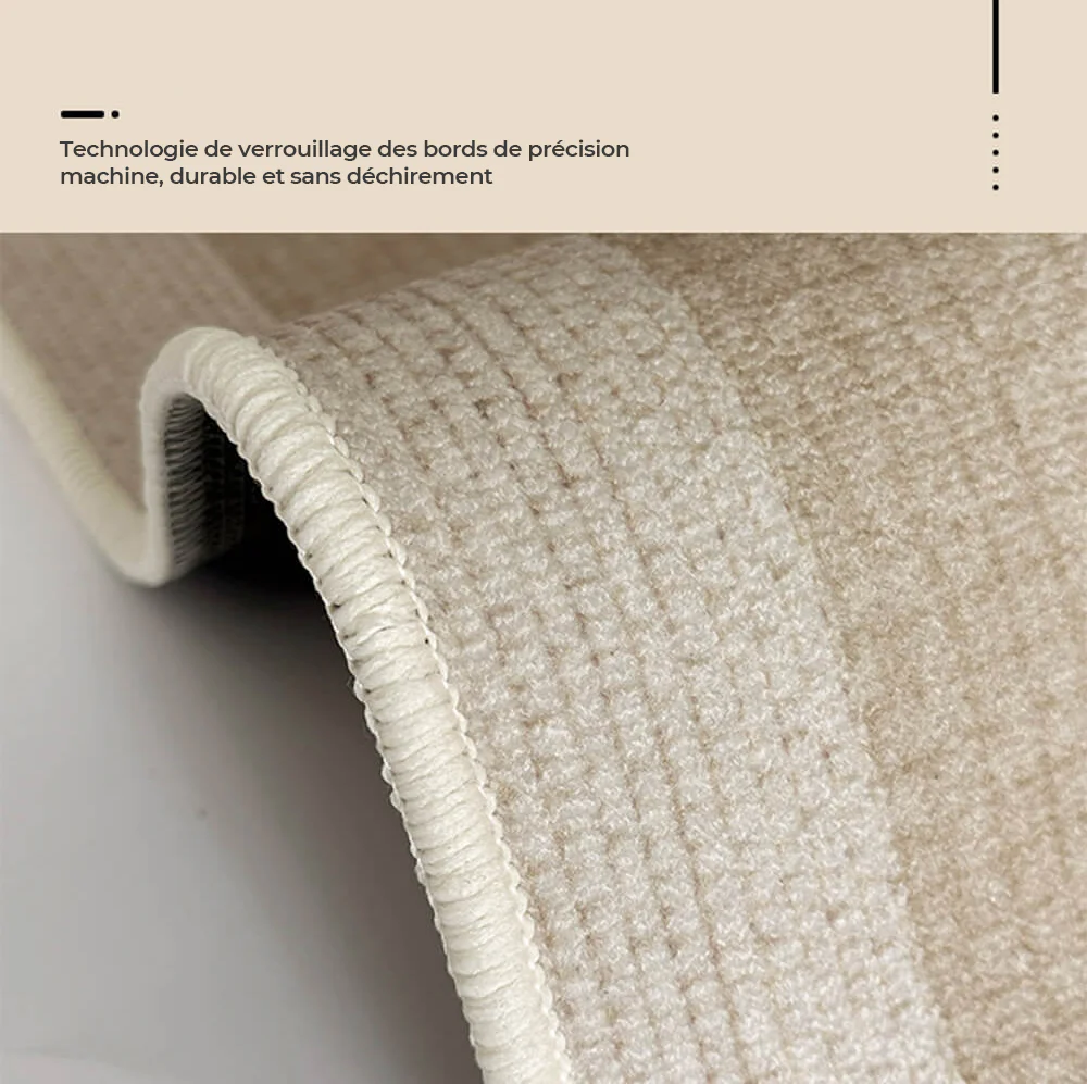 Crème Tapis Minimaliste Moderne en Cachemire à Rayures - Image 5