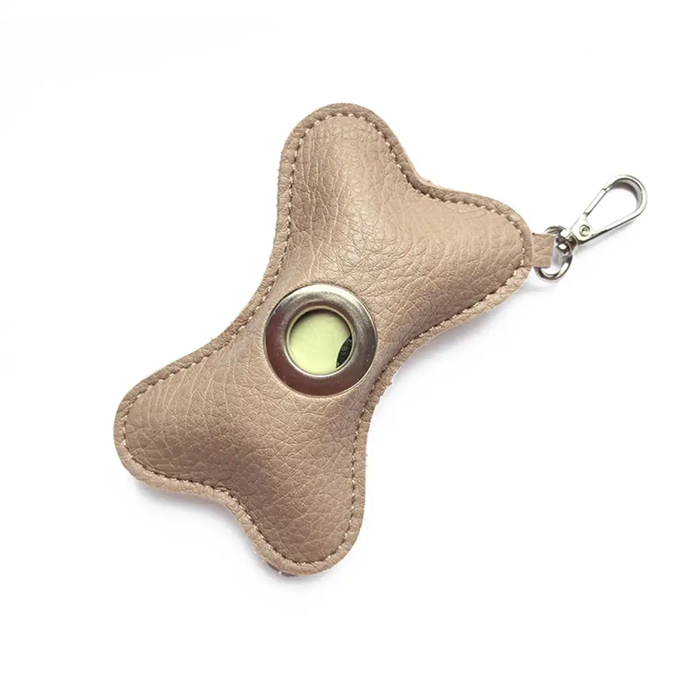 Distributeur de sacs à crottes pour chien en PU cuir portable en forme d'os - Image 12