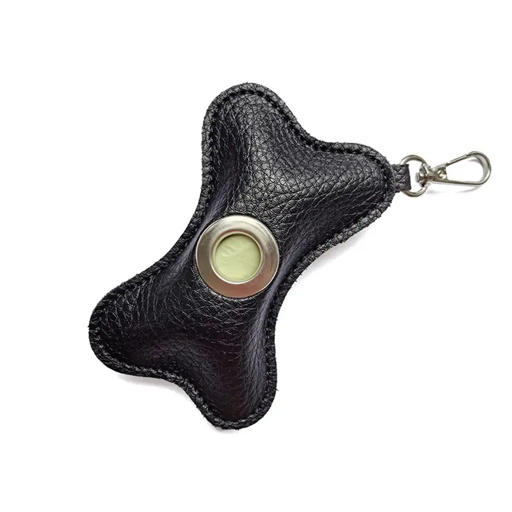 Distributeur de sacs à crottes pour chien en PU cuir portable en forme d'os - Image 14