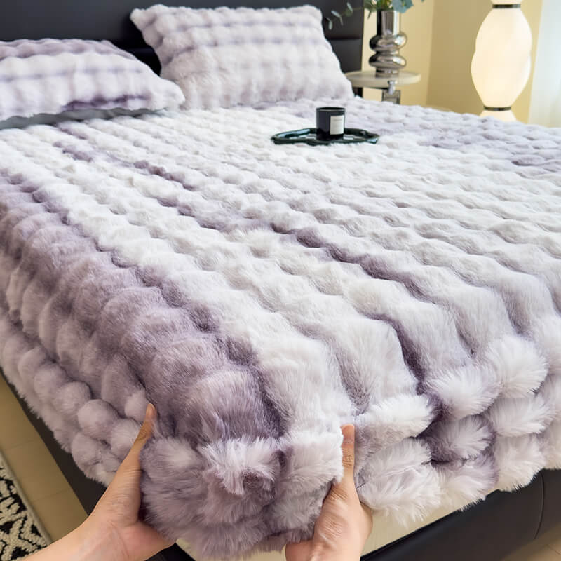 Drap-housse de protection de matelas en fausse peluche de lapin super doux - Image 10