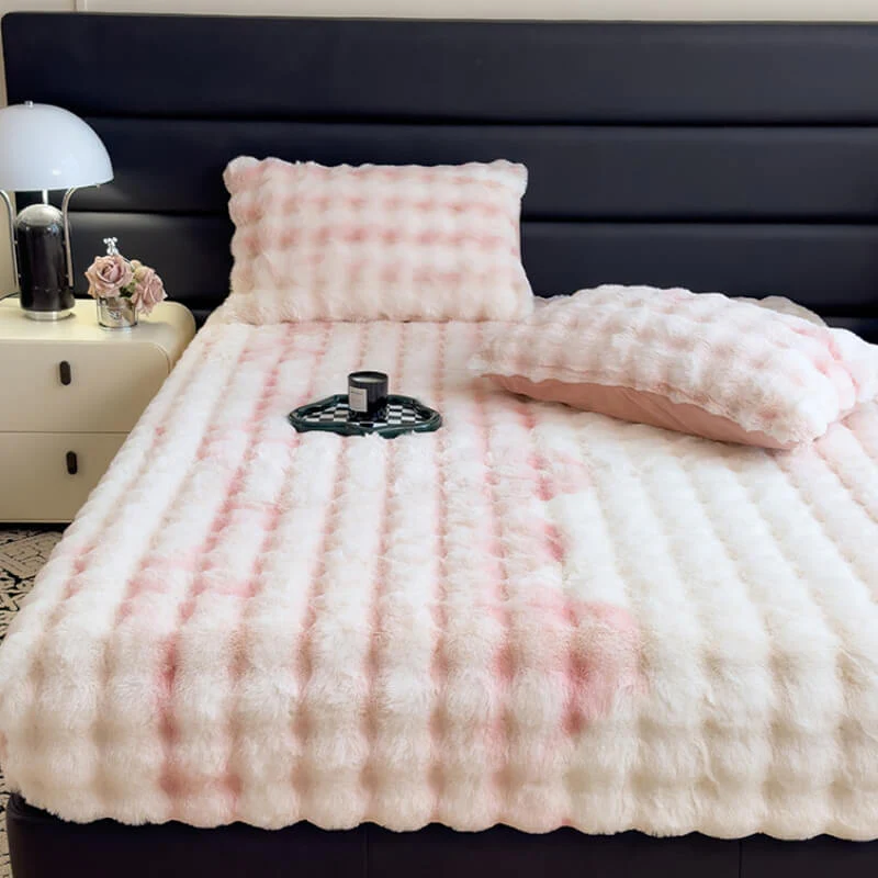 Drap-housse de protection de matelas en fausse peluche de lapin super doux - Image 4