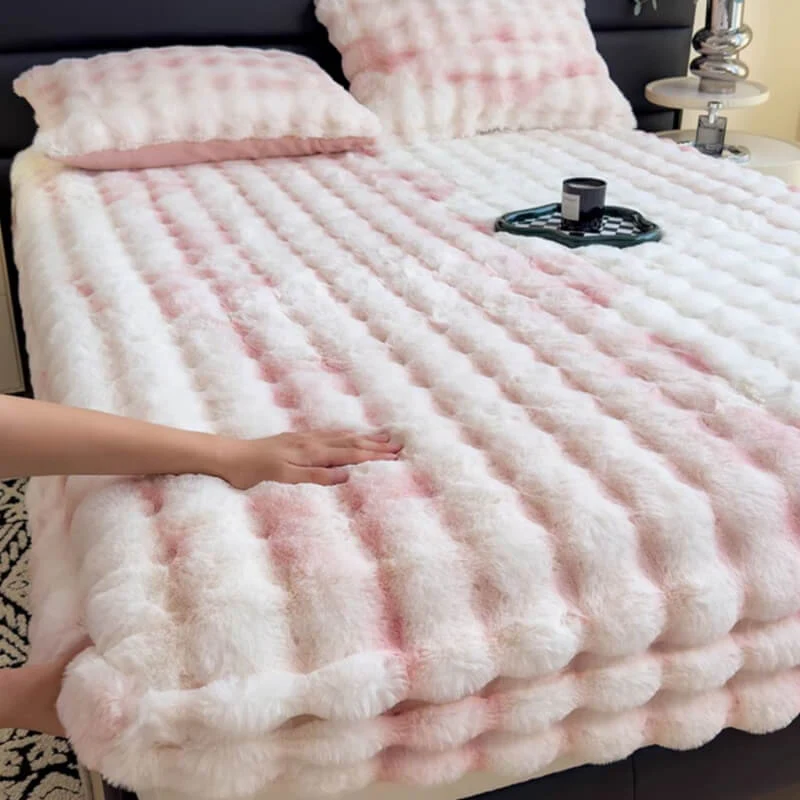 Drap-housse de protection de matelas en fausse peluche de lapin super doux - Image 5