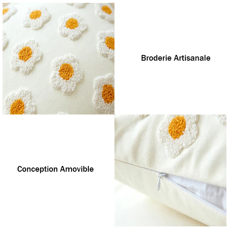 Coussin de canapé brodé Marguerite - Image 5