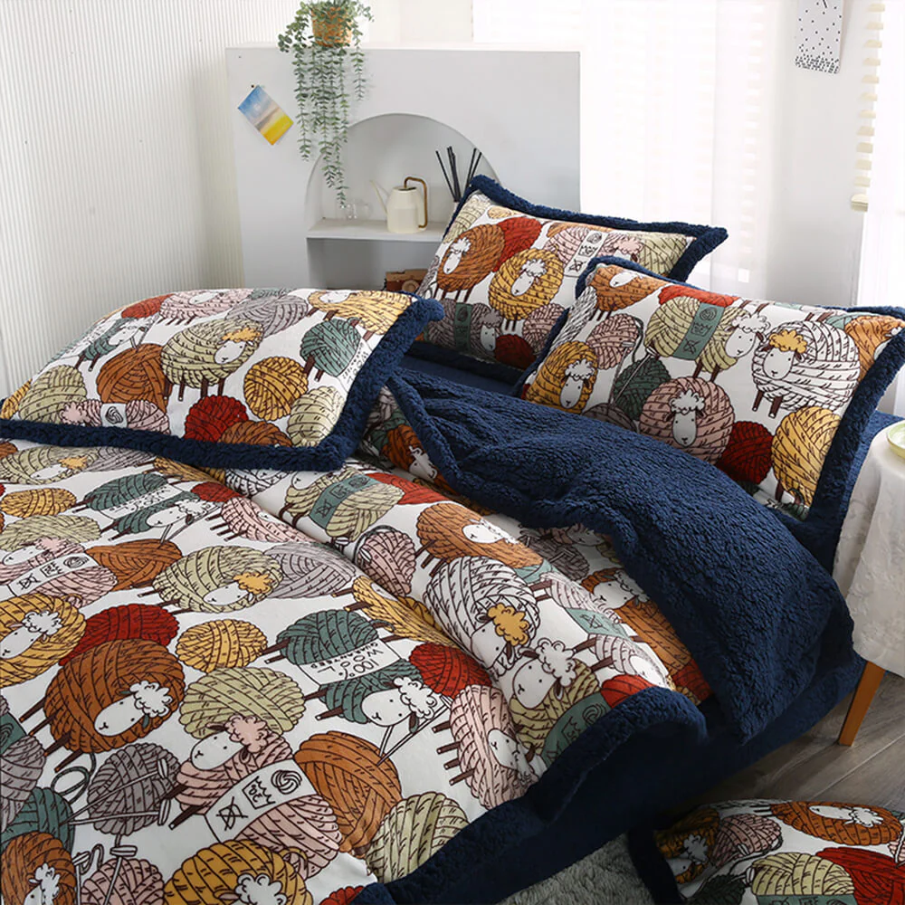 Ensemble de draps réversibles en velours de lait et sherpa à imprimé floral - Image 11