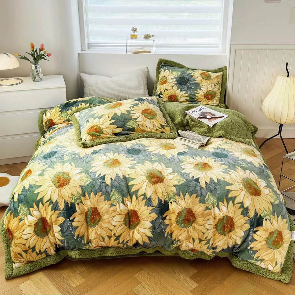 Ensemble de draps réversibles en velours de lait et sherpa à imprimé floral - Image 13