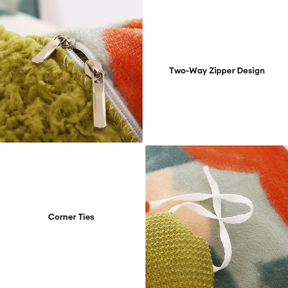 Ensemble de draps réversibles en velours de lait et sherpa à imprimé floral - Image 5