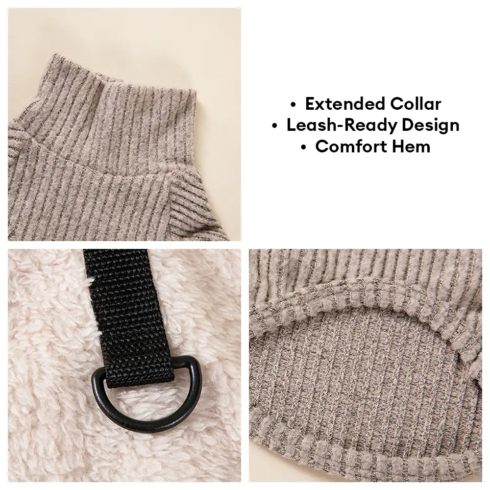 Ensemble pour chien en deux pièces : manteau en peluche et pull à col roulé assorti. - Image 4