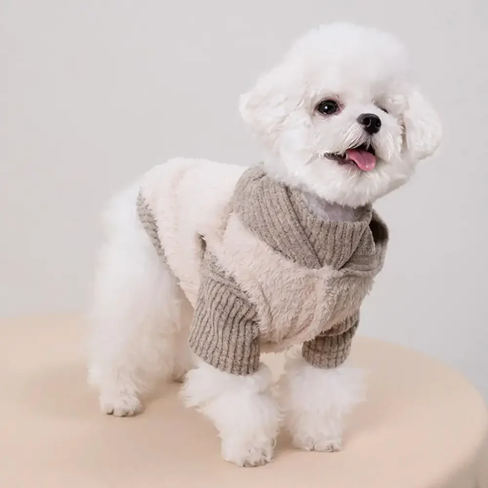 Ensemble pour chien en deux pièces : manteau en peluche et pull à col roulé assorti. - Image 6