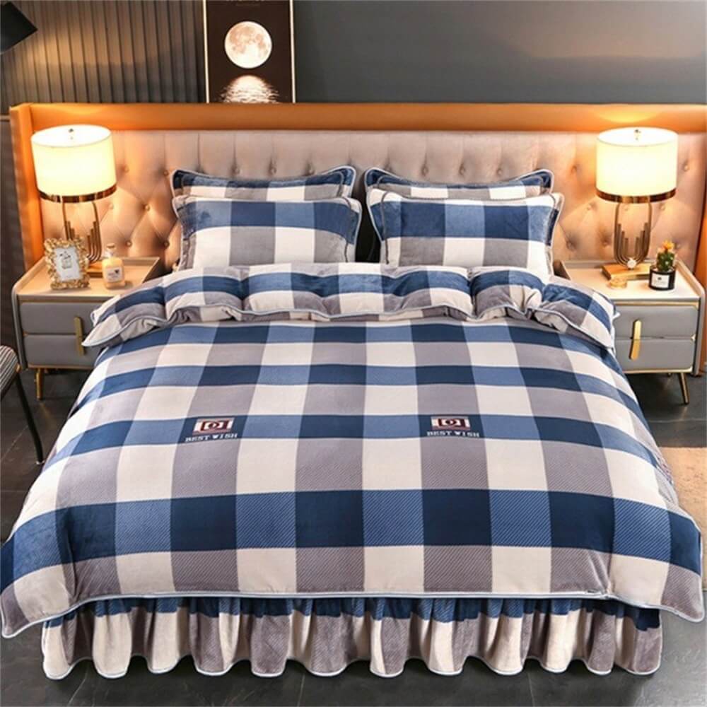 Ensemble Quatre Pièces Hiver Épais en Laine de Lait Housse de matelas - Image 2