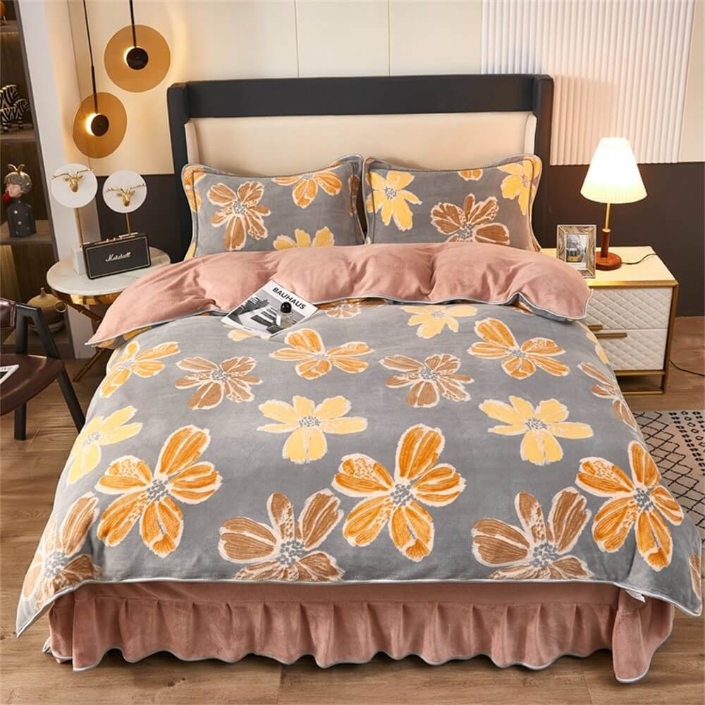 Ensemble Quatre Pièces Hiver Épais en Laine de Lait Housse de matelas - Image 4