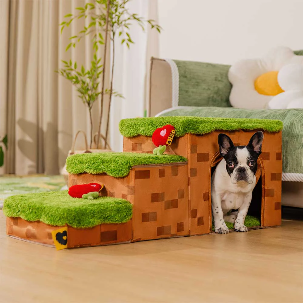 Escalier pliable pour animaux de compagnie fait main avec rangement - Blocky PawGame - Image 4