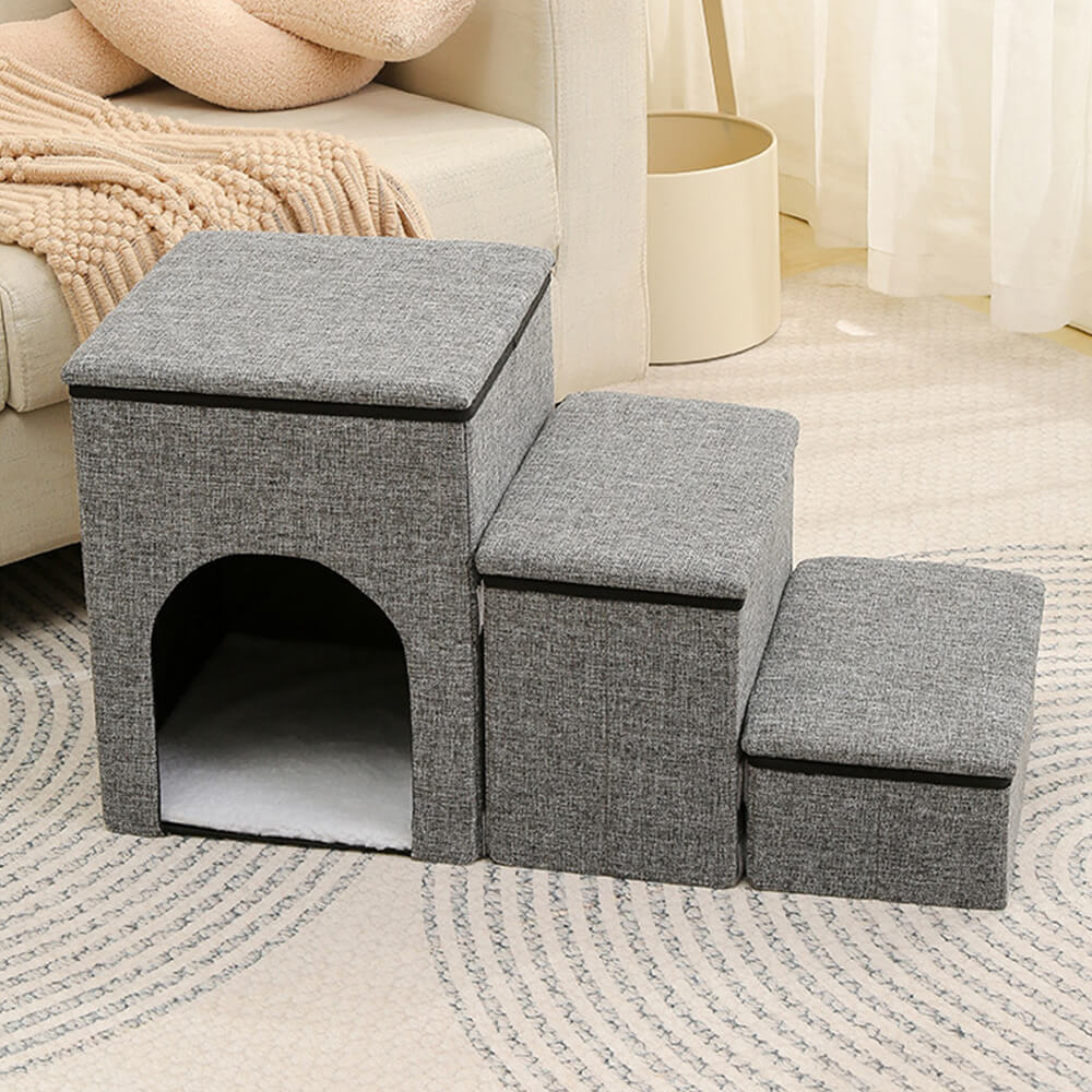Escalier pour chien pliable multifonction portable avec espace de rangement et maisonnette - Image 10