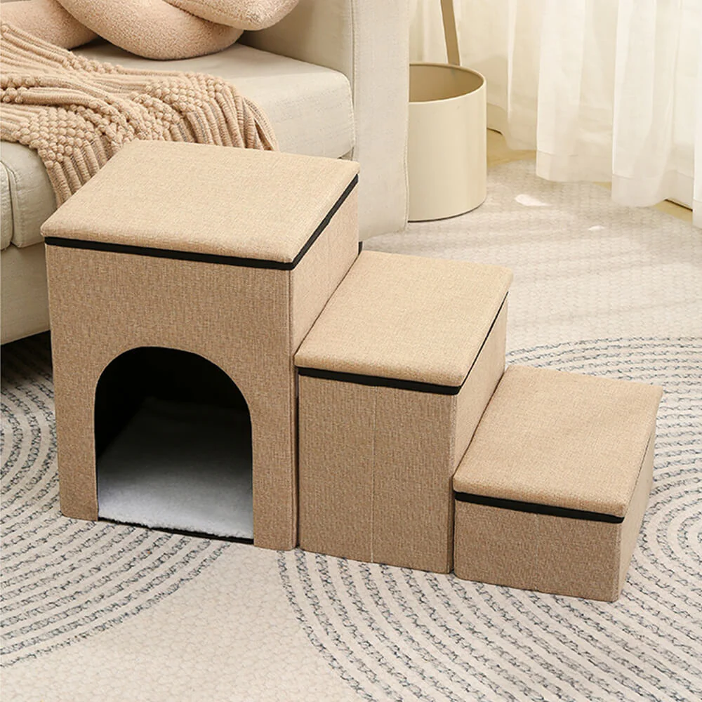 Escalier pour chien pliable multifonction portable avec espace de rangement et maisonnette - Image 12