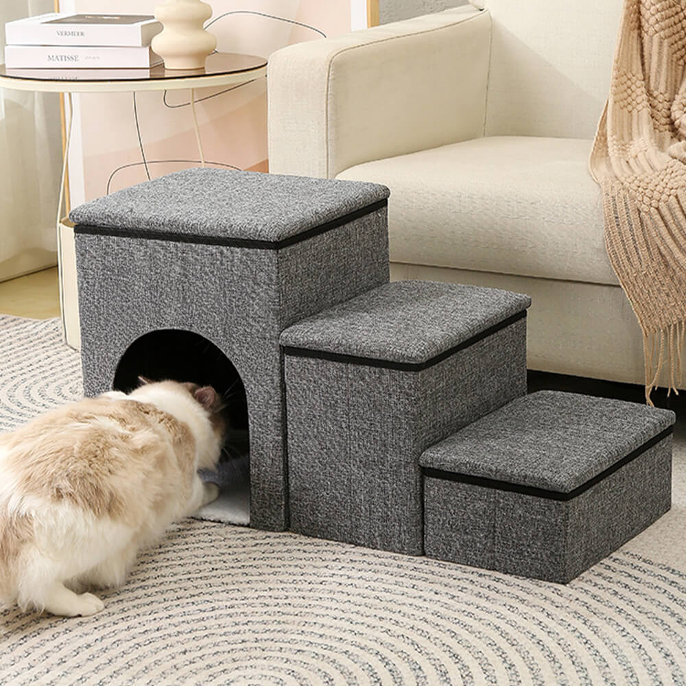 Escalier pour chien pliable multifonction portable avec espace de rangement et maisonnette - Image 4