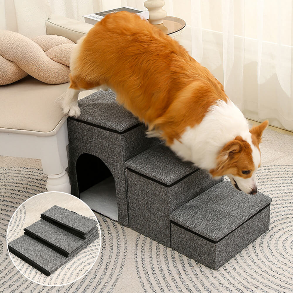 Escalier pour chien pliable multifonction portable avec espace de rangement et maisonnette - Image 5