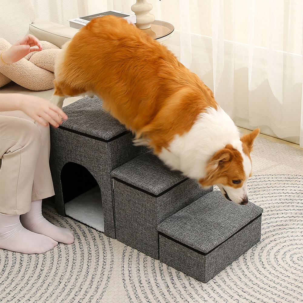 Escalier pour chien pliable multifonction portable avec espace de rangement et maisonnette - Image 7