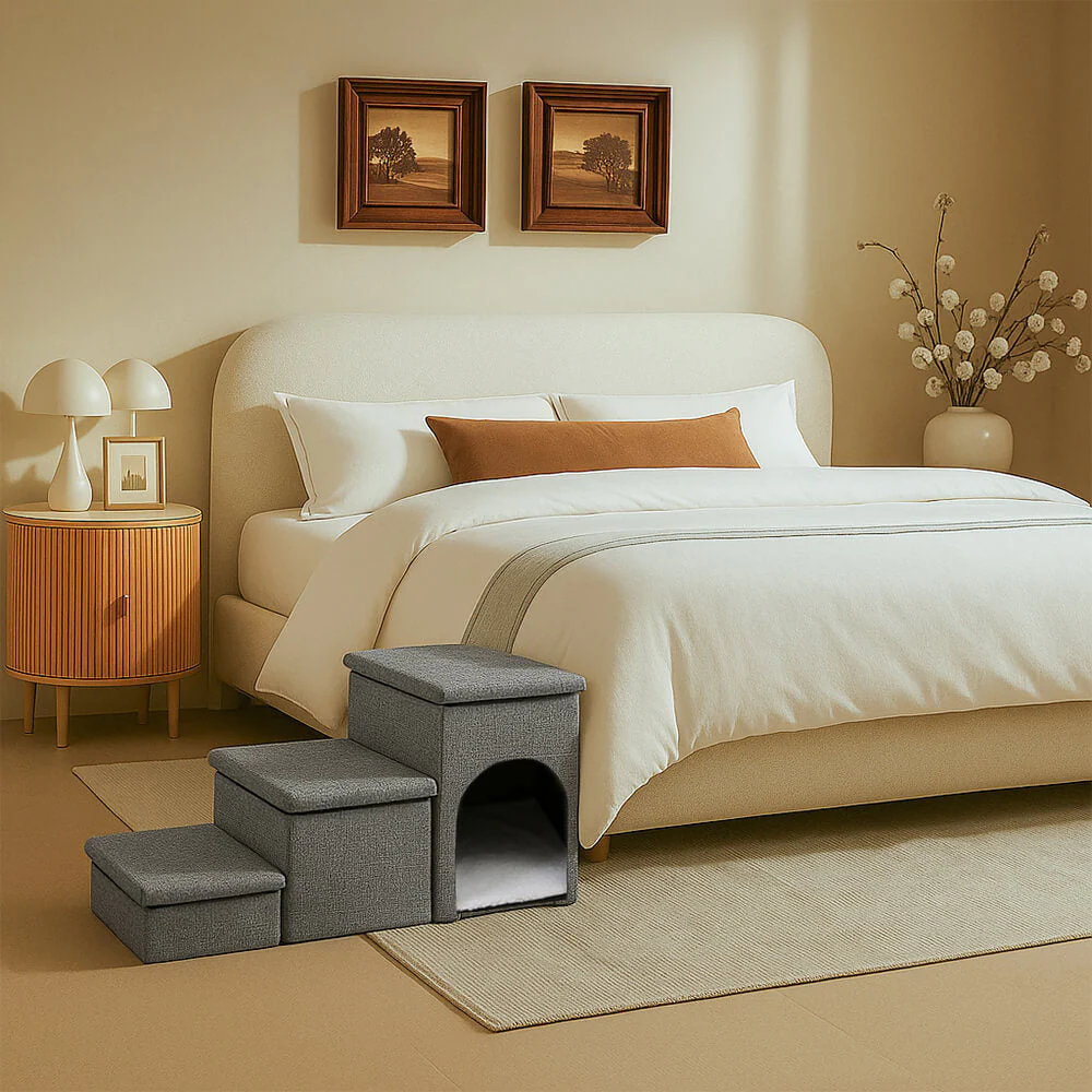 Escalier pour chien pliable multifonction portable avec espace de rangement et maisonnette - Image 8
