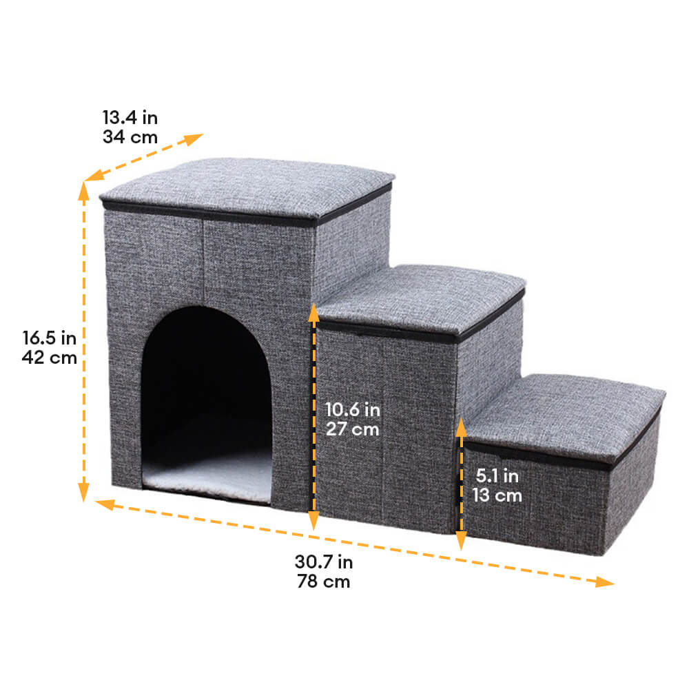 Escalier pour chien pliable multifonction portable avec espace de rangement et maisonnette - Image 9