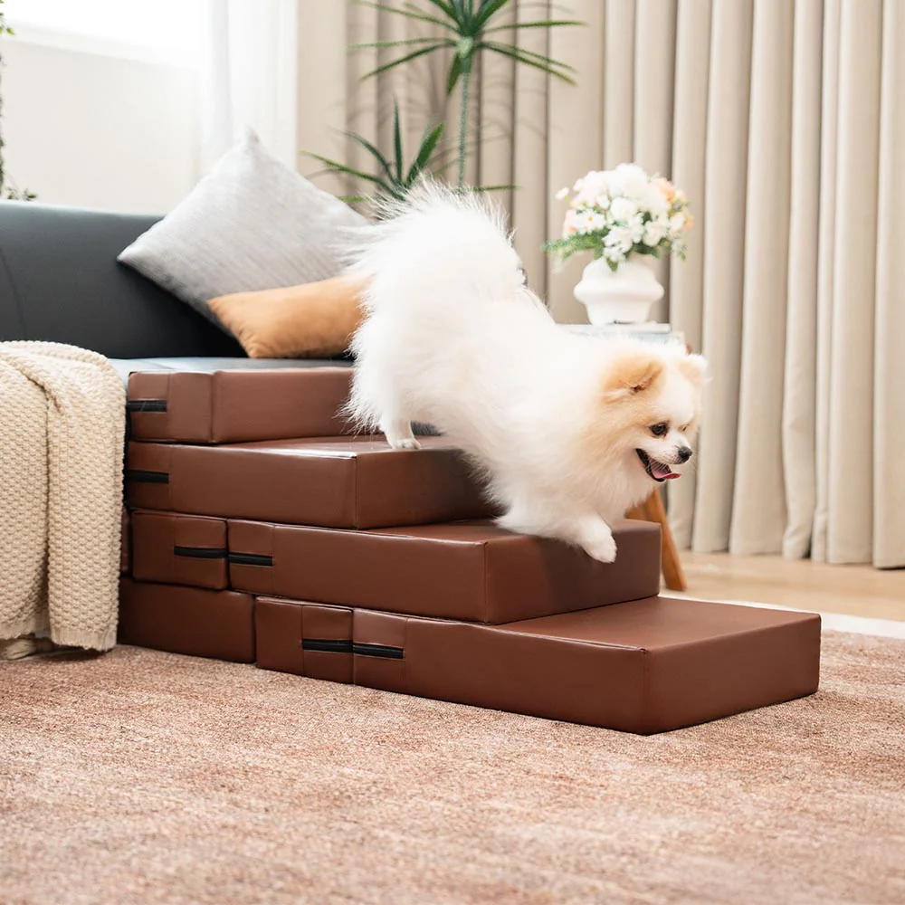 Escaliers pour animaux modulables à plusieurs niveaux en cuir PU imperméable et lavable - Image 21