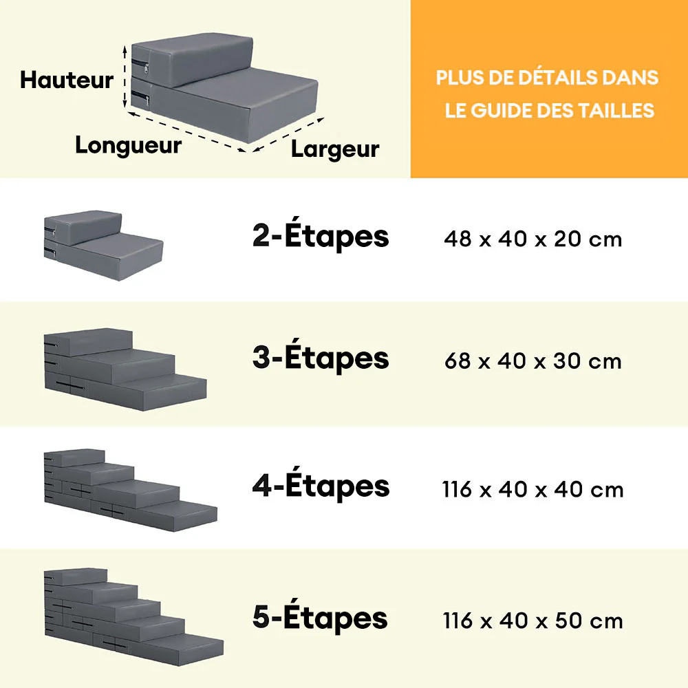 Escaliers pour animaux modulables à plusieurs niveaux en cuir PU imperméable et lavable - Image 9