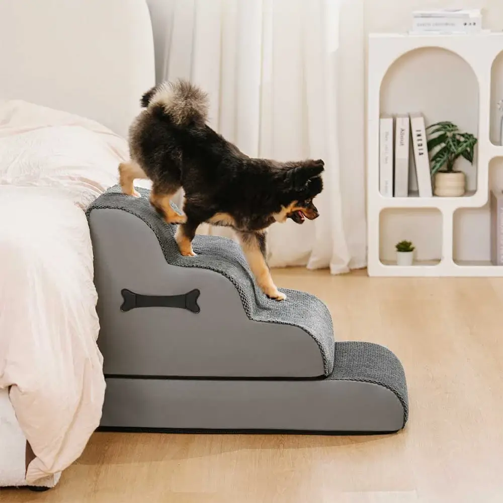 Escaliers pour chien réglables doux antidérapants et lavables avec rampe douce - Image 9