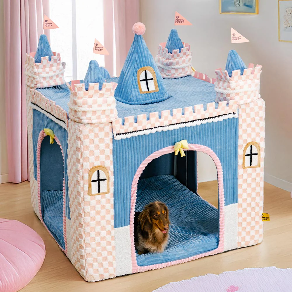 Lit tente orthopédique douillet pour chien style château de jeu intérieur pour enfants - Fairytale Dreamland - Image 2