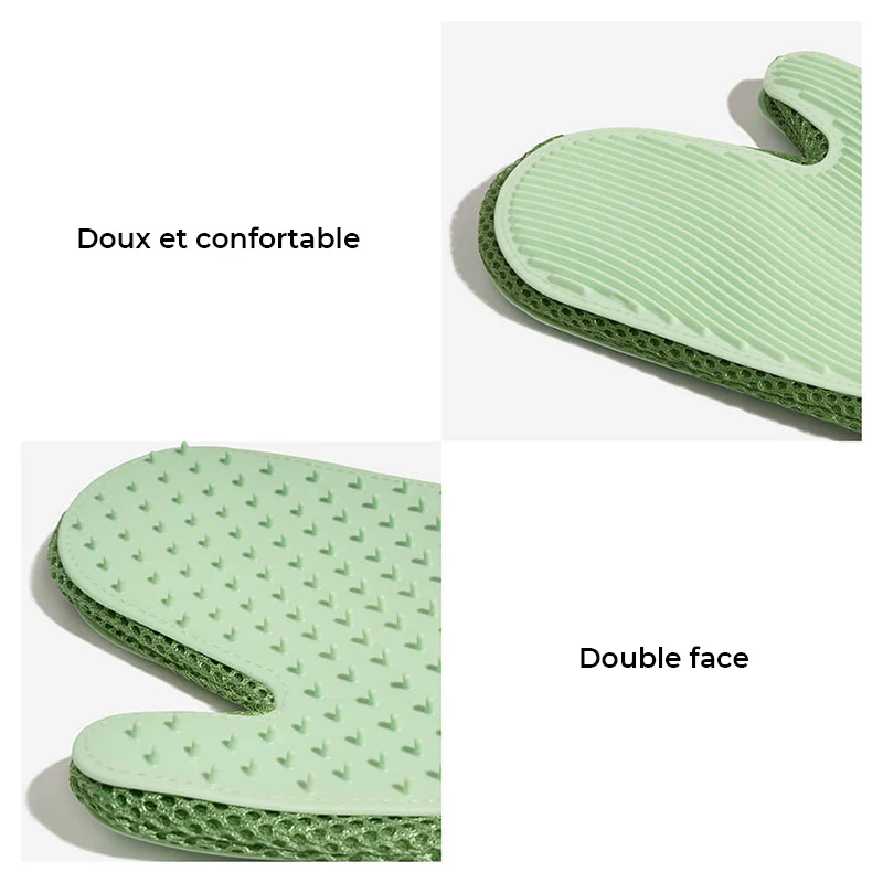 Gant de toilettage pour animaux en silicone avec brosse double face flottante-Exclusif app - Image 5